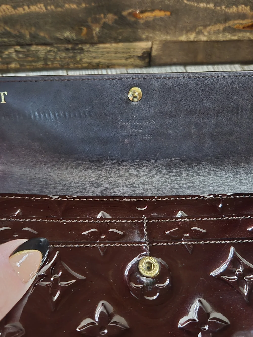 Louis Vuitton Vernis Patent Leather Wallet in Deep Burgundy